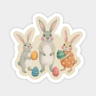 Happy Easter Family Matching Bunny with Eggs Gift Magnet