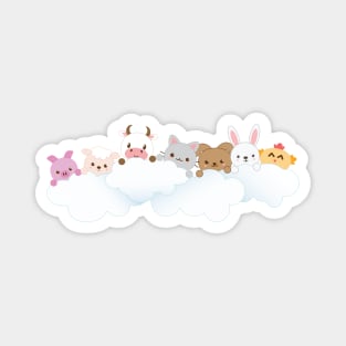 Baby Animals Chilling on a Cloud Magnet