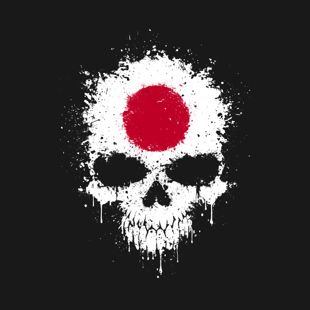 Discover Chaotic Japanese Flag Splatter Skull - Japan - T-Shirt