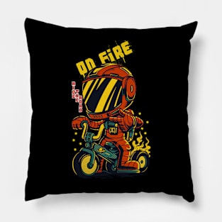 Retro Biker Art: Vintage Motorcycle Rider Design Pillow