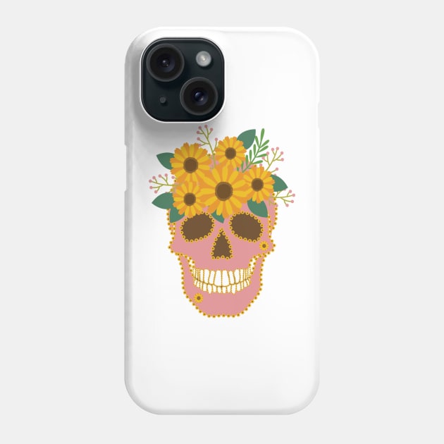 Sunflower Skull Phone Case by Nuletto