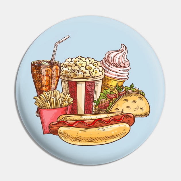 Junk food Pin by Mako Design 