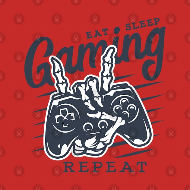 Eat Sleep Gaming Repeat skull Old School Gamer console by AYOMA