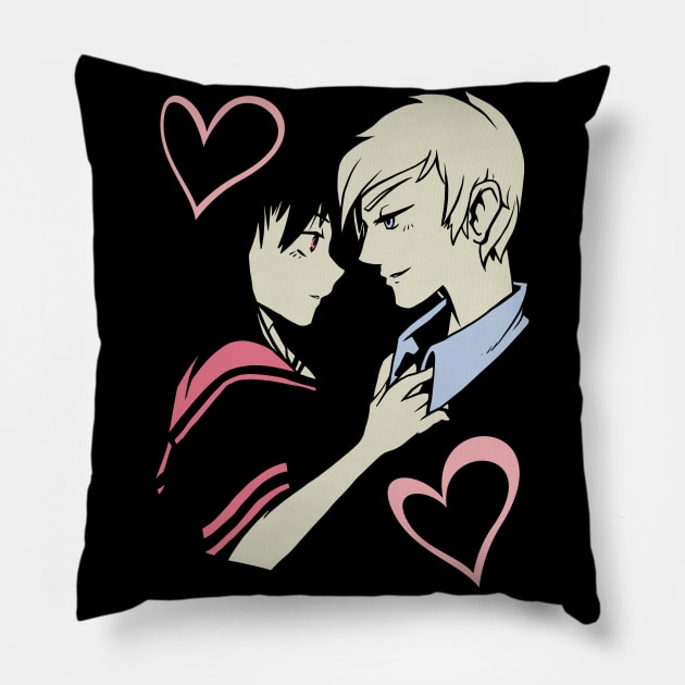 Romantic Lovers Couple Hearts Anime Cartoon Girlfriend Gift Pillow by peter2art
