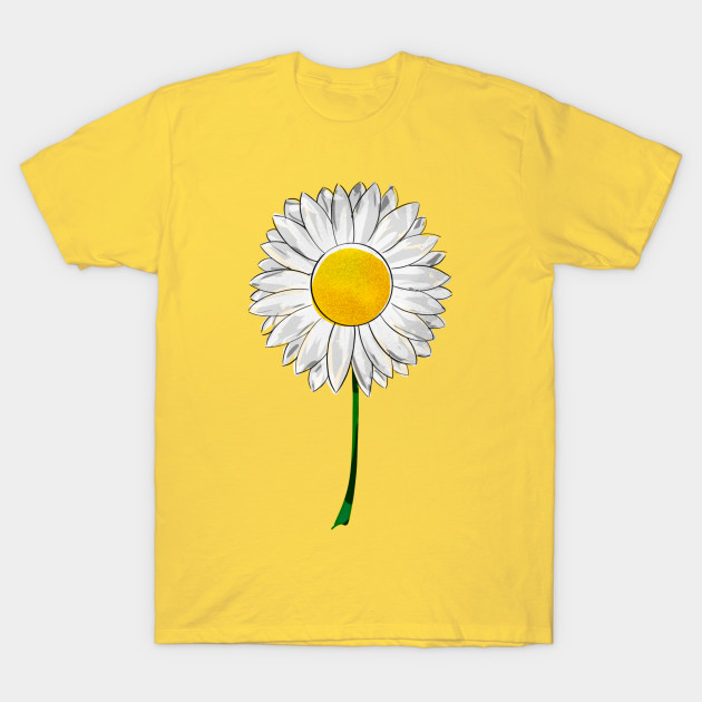 Futuristic illustration of daisy flower t shirt design, vector