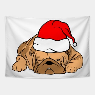 Bulldog Santa Tapestry