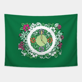 Flowered Clock Tapestry