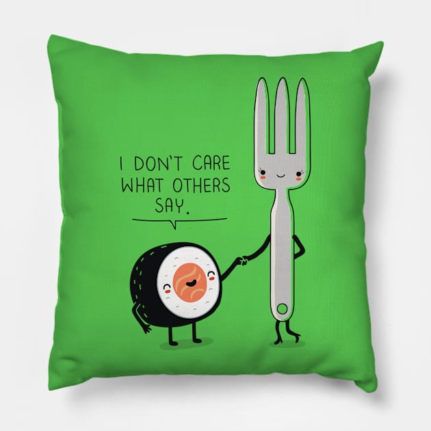 Sushi doesn't care Pillow by wawawiwa