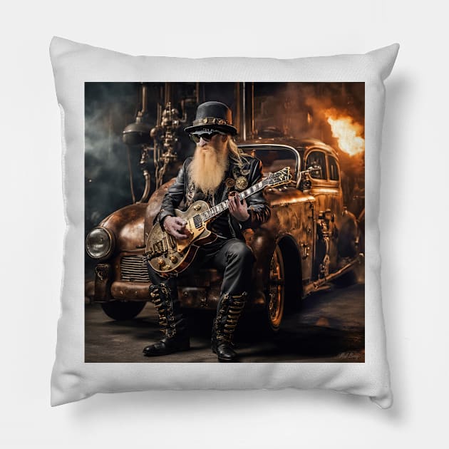 Billy Gibbons Steampunk Pillow by IconsPopArt