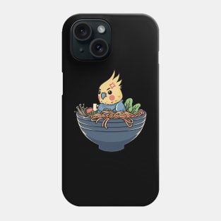 Savorous Songbird: Cockatiel in a Ramen Bowl Phone Case