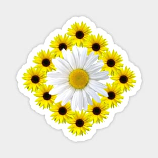 sunflowers with daisy blossoms flower daisies Magnet