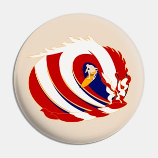 Team Red, White & Blue Surfer - Patriotic Surf Graphic Print Pin