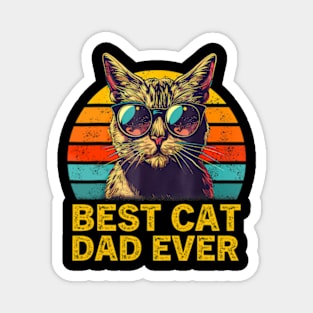 Retro Best Cat Dad Ever Shirt Funny Cat Dad Men Fathers Day Magnet