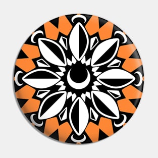 Abstract Moon Flower Print (Orange) Pin