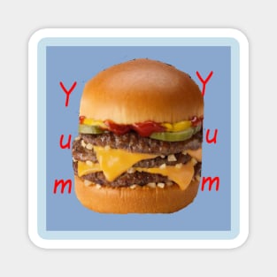 Yum Yum Hamburger Pattern (light Blue Background) Magnet