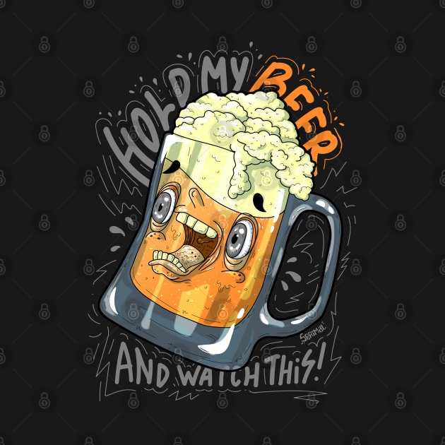 Hold my beer and watch this funny beer lover vector graphic by SPIRIMAL