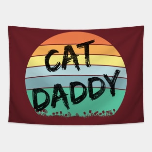 Cat Daddy (blk text, sunset circle) Tapestry