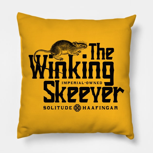 The Winking Skeever Tavern Pillow by MindsparkCreative