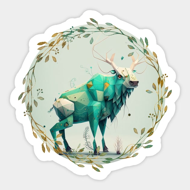 Mythical Antlered Beast Creature Sticker TeePublic