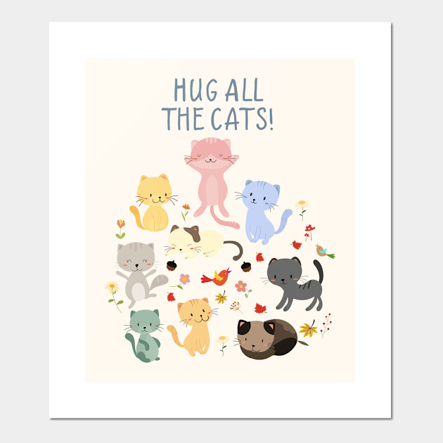 Hug All The Cats Kitty Party Cat Affiche Et Impression D Art