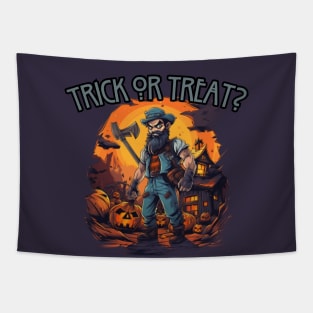 Trick or treat? lumberjack, halloween Tapestry