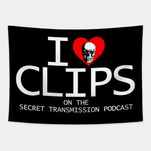 "I love clips" (White) Tapestry