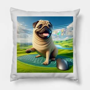 Pug Dog on a keyboard Pillow