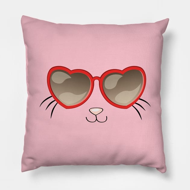 best gift for girls and cat lovers - cute cat with sunglasses Pillow by colorfull_wheel