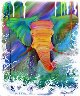 Colorful rainbow green elephant watercolor design art Magnet