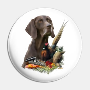 German Shorthaired Pointer with pheasant Pin