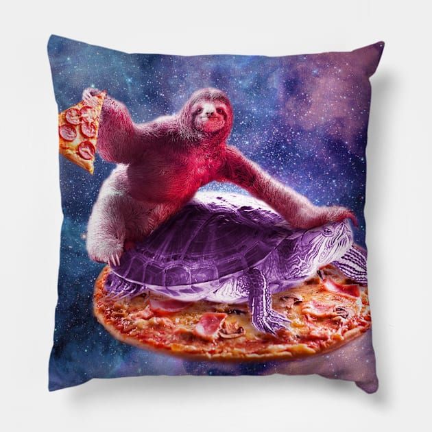 Trippy Space Sloth Turtle - Sloth Pizza Pillow by Random Galaxy
