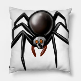 Cute Black Widow Spider Drawing Pillow