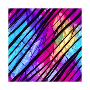 Jagged lines on a Icy Bright Multicolor Broken Glass - Stained Glass Design T-Shirt