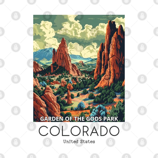A Vintage Travel Illustration of the Garden of the Gods Park - Colorado - US by goodoldvintage
