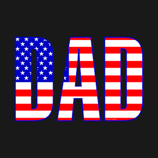 Dad American Flag Patterned Text T-Shirt