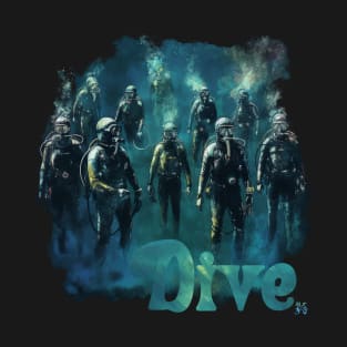 Watercolor scuba diving: 10 scuba divers T-Shirt