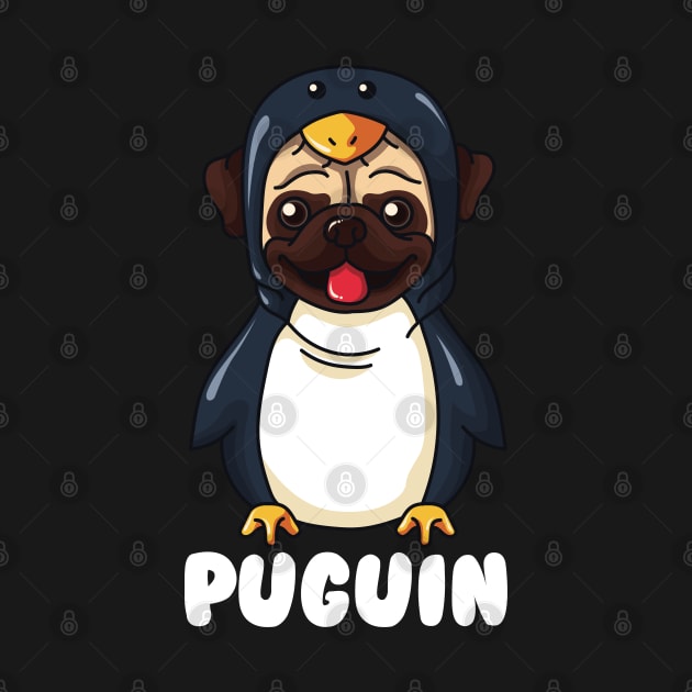 Funny Pug Dressed as Penguin Puguin by ghsp