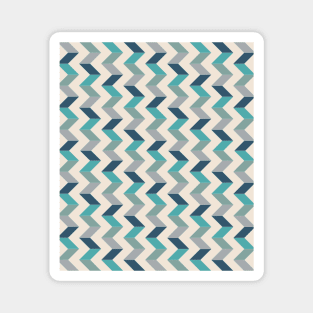 Chevron Geometric Pattern, Teal, Blue, Green and Beige Magnet