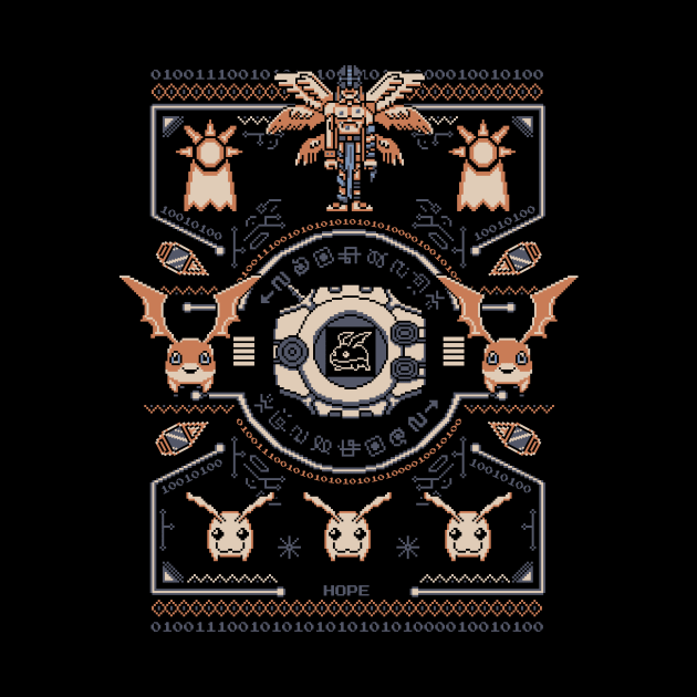 Patamon Digimon Sweater - Angemon Crest of Hope - Pixel art by Typhoonic