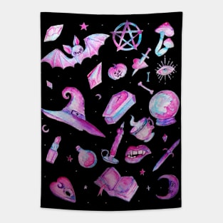 Halloween : Witchy Goth Pattern Tapestry