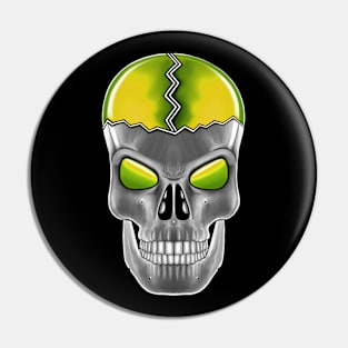 Yellow green skull with transparent background Pin