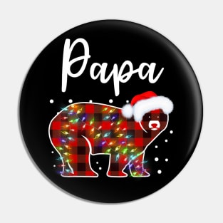 Papa Bear Pajama Red Buffalo Xmas Family Christmas Dad Pin