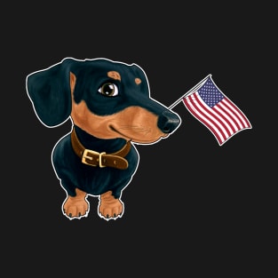 American Flag Dachshund Dog Love T-Shirt