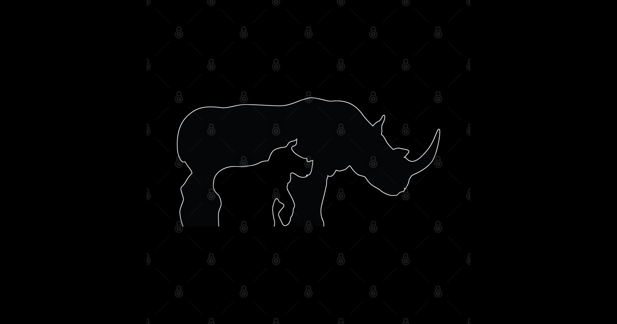 Black and White Rhino Rhino Sticker TeePublic