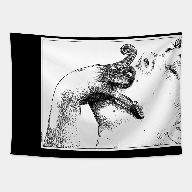 asc 427_La femme introvertie (She tries to reach into her guts) Tapestry by apolloniasaintclair