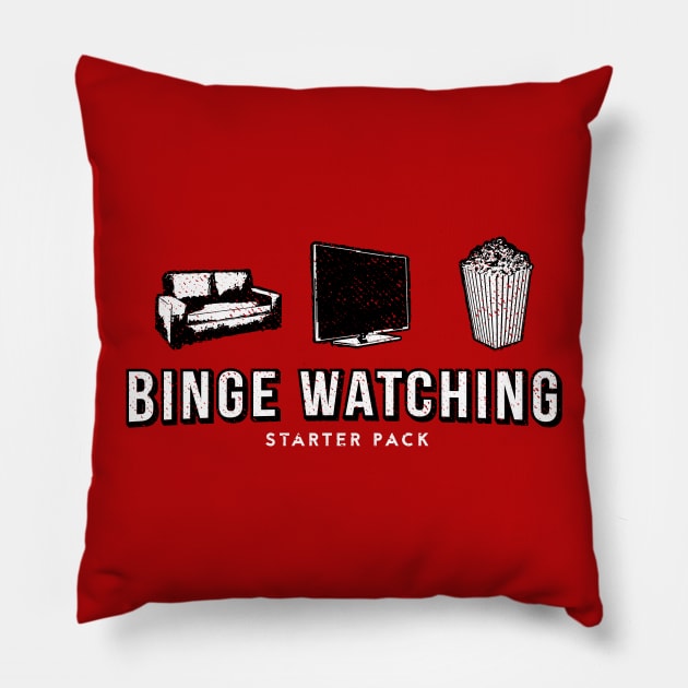 Binge Watching Starter Pack Netflix Parody Distressed Tv Series Pillow by udesign