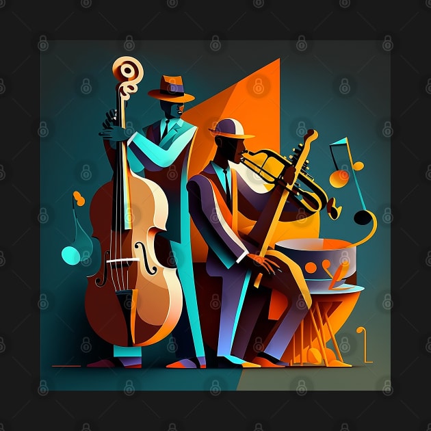 Abstract Art - men playing JAZZ by Buff Geeks Art