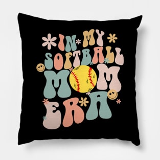 Groovy In My Softball Mom Era Mom Life Game Day Vibes Mama Pillow