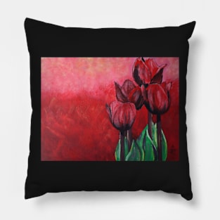 Tulips in Red - Abstract Art Pillow