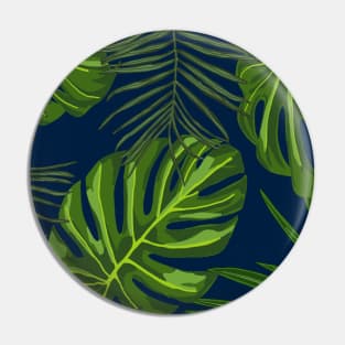 Tropical Leaf Print on Midnight Blue Pin